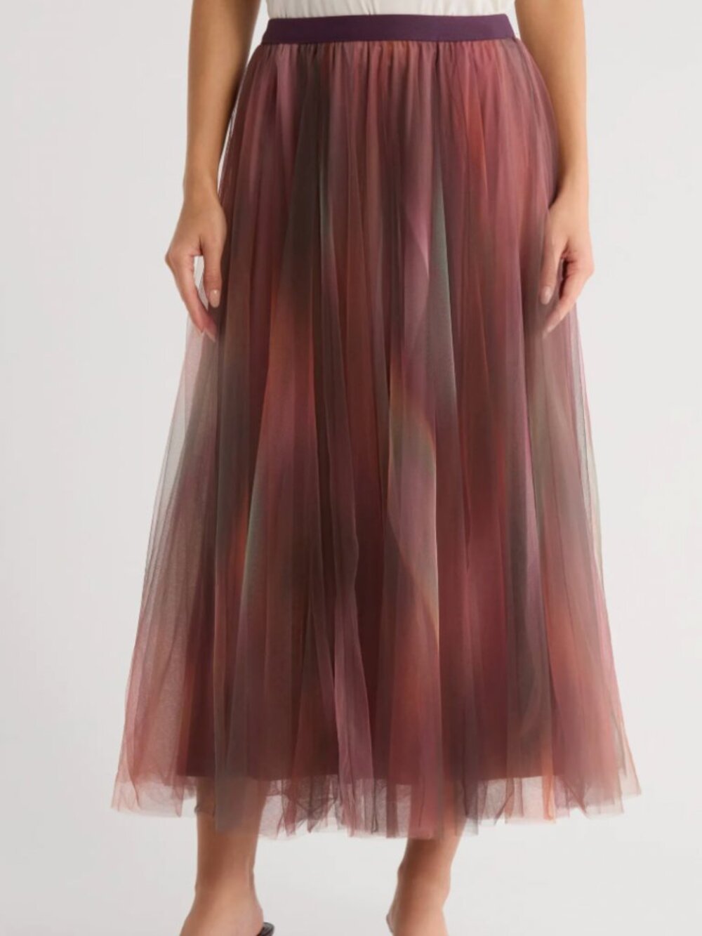 DR2 by Daniel Rainn Tulle Skirt in Merlot - XL